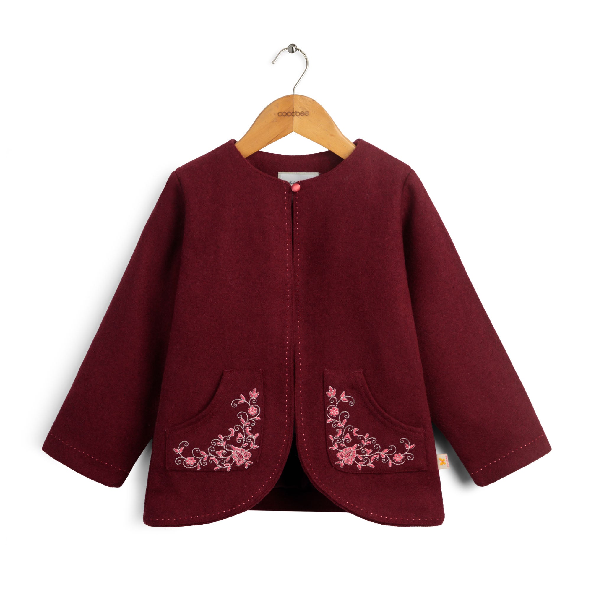 Berry Bloom Embroidered Coat