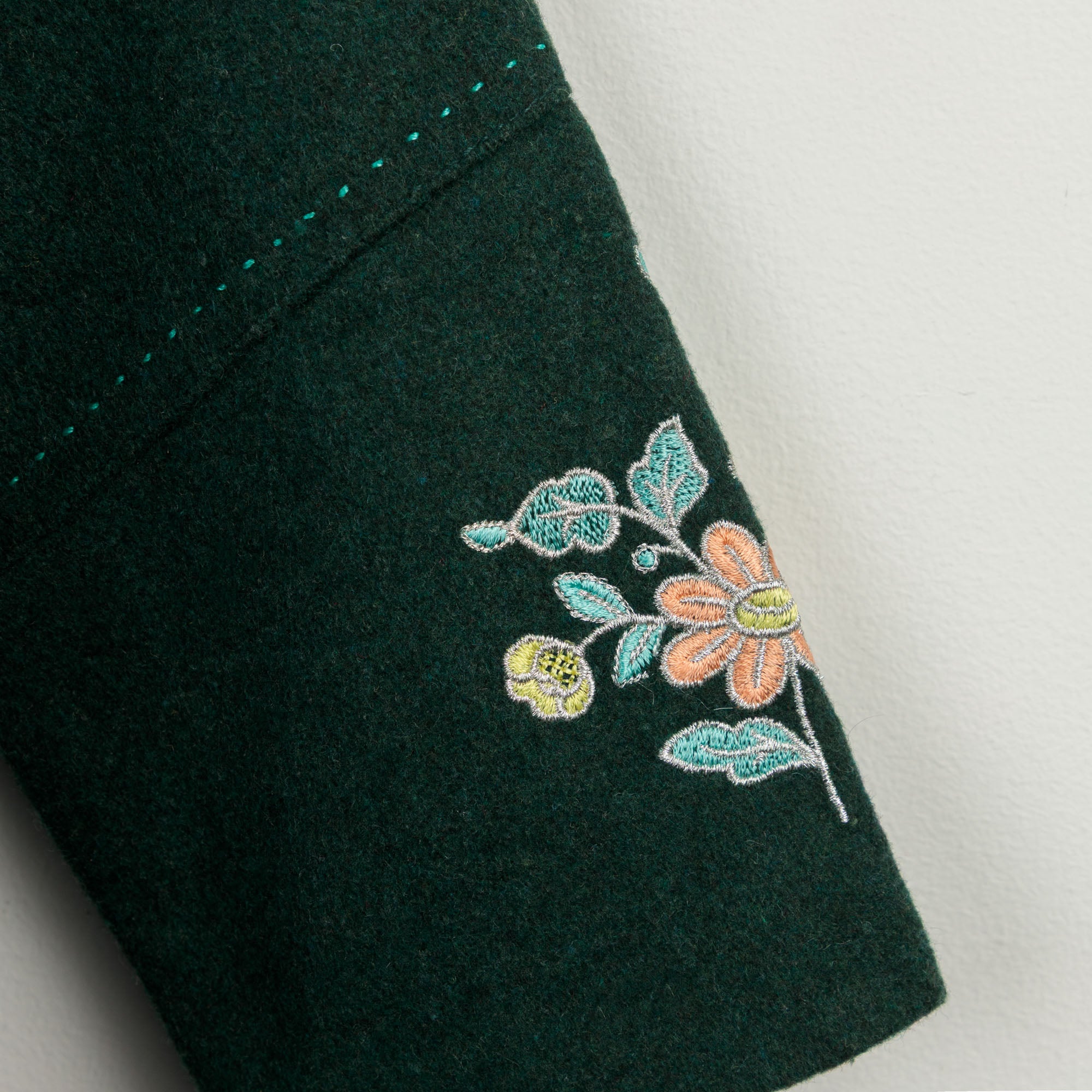 Green Thread Embroidered Coat