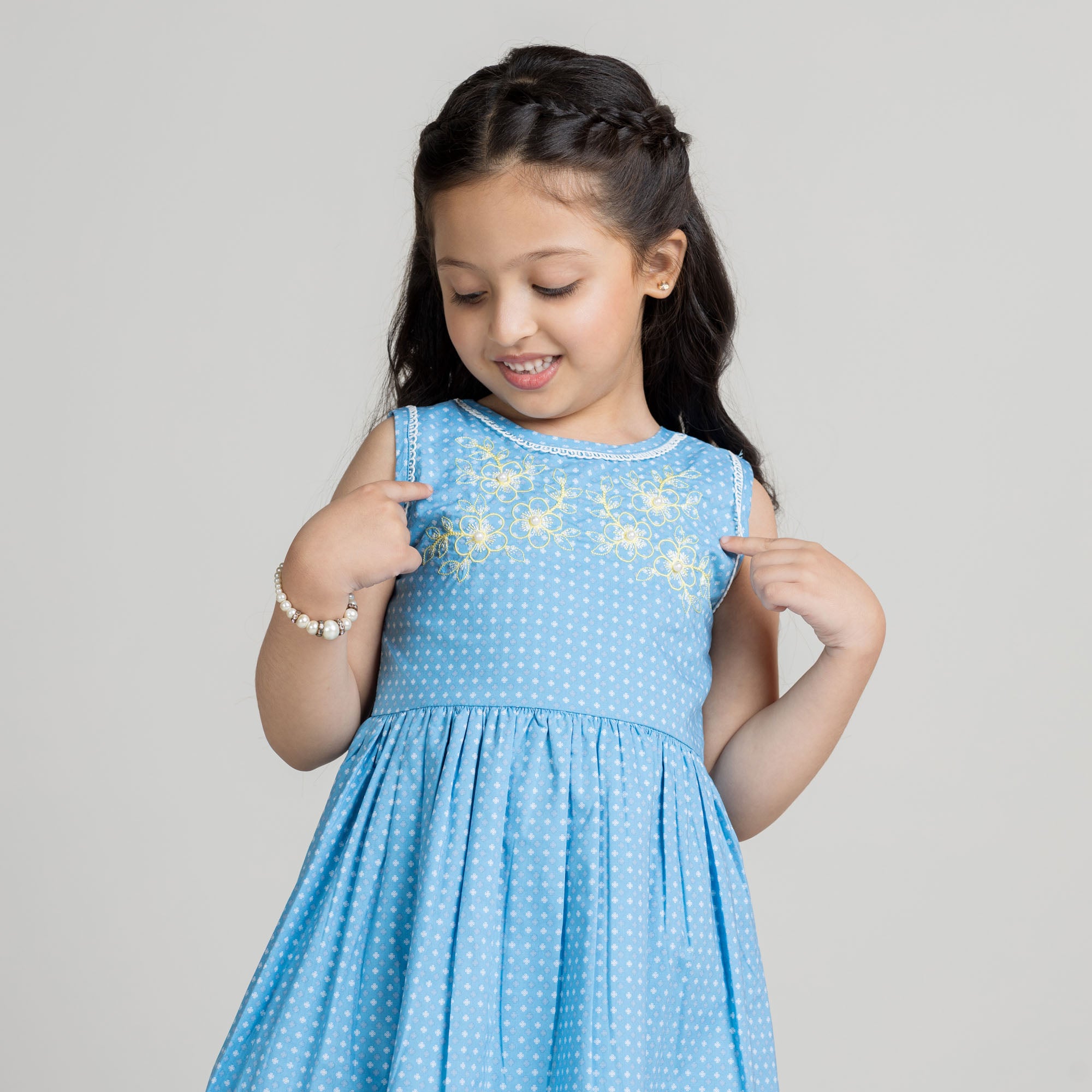 Sky Blue Polka Dot Frock