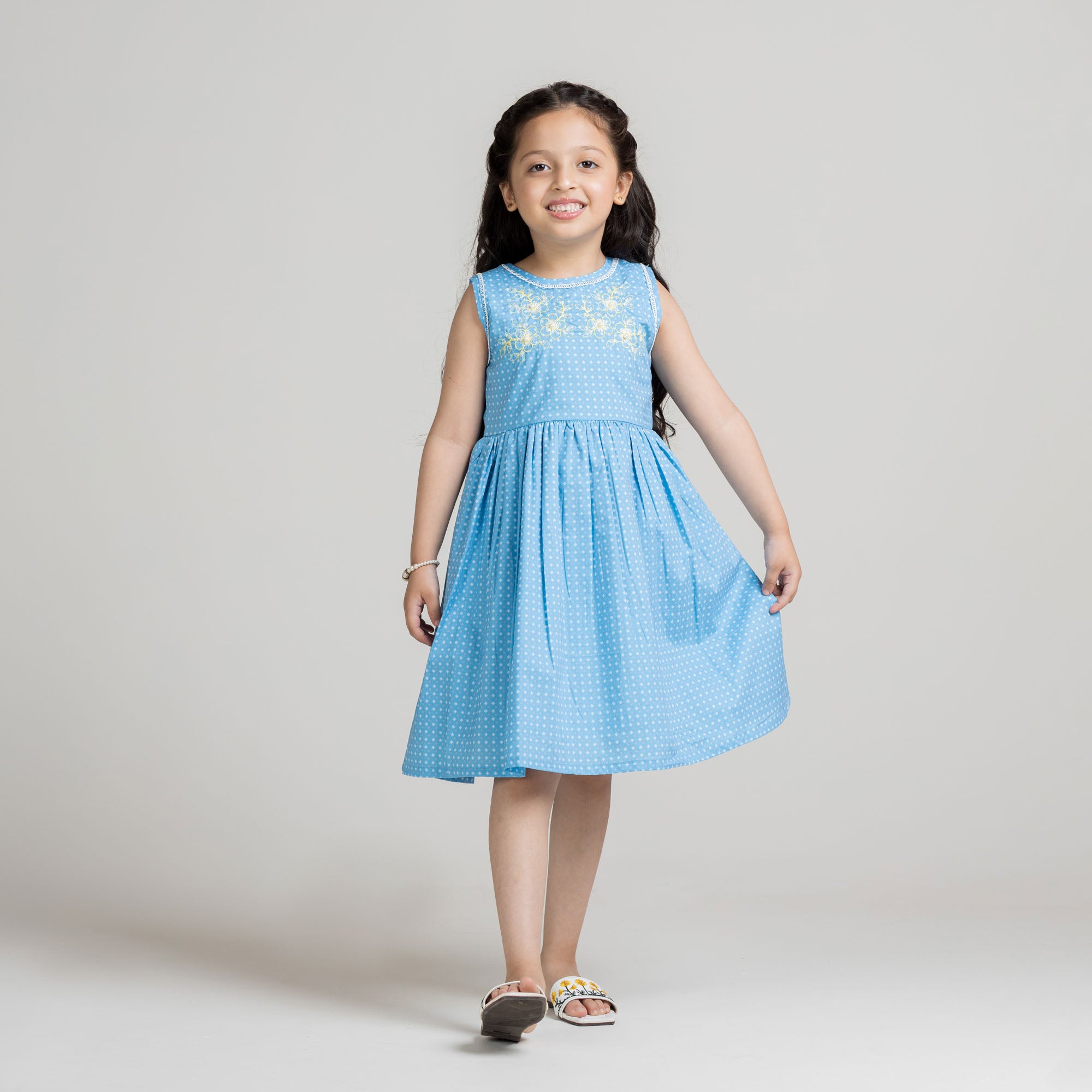 Sky Blue Polka Dot Frock
