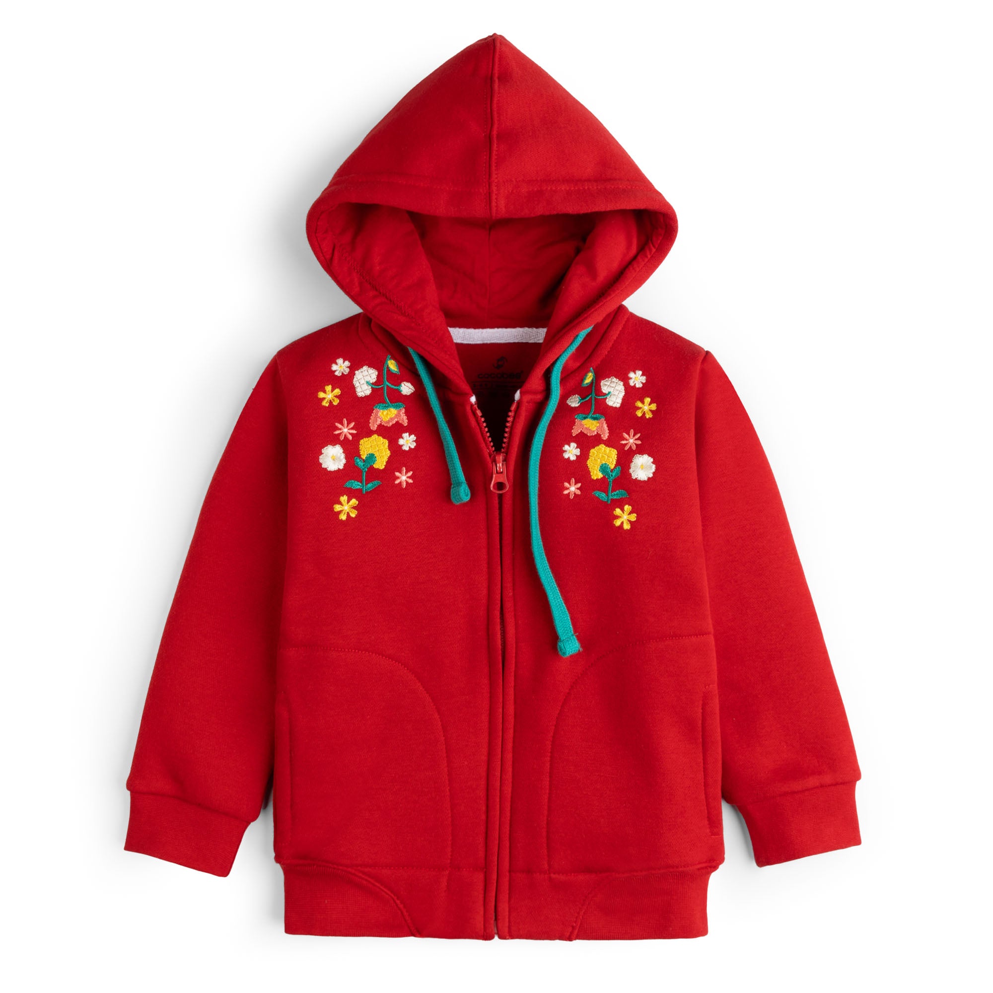 Rosy Red Embroidered Hoodie