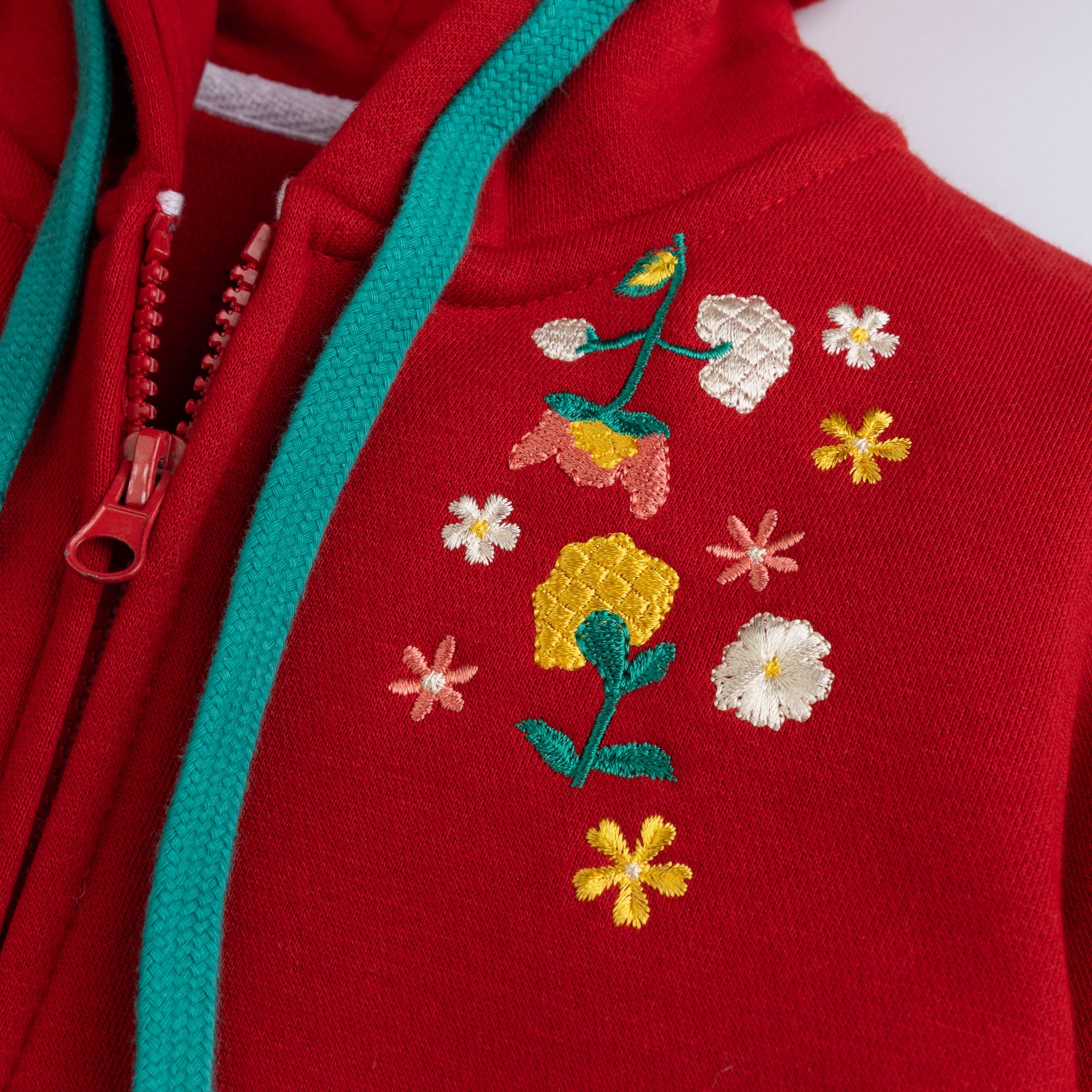 Rosy Red Embroidered Hoodie