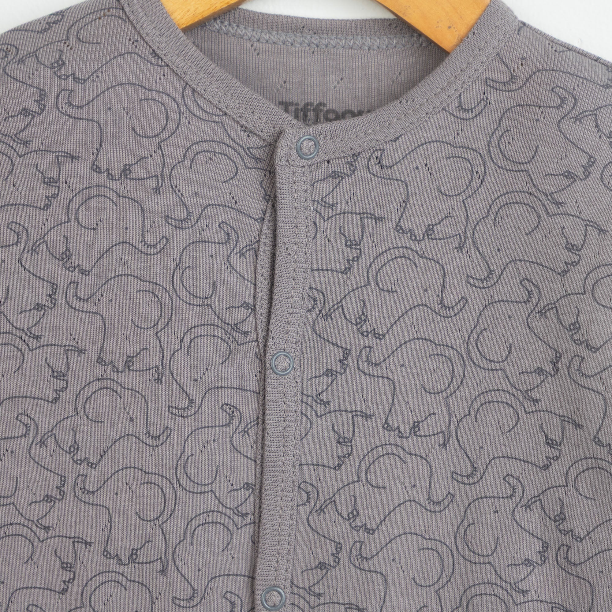 Baby Elephant Print Footed Romper