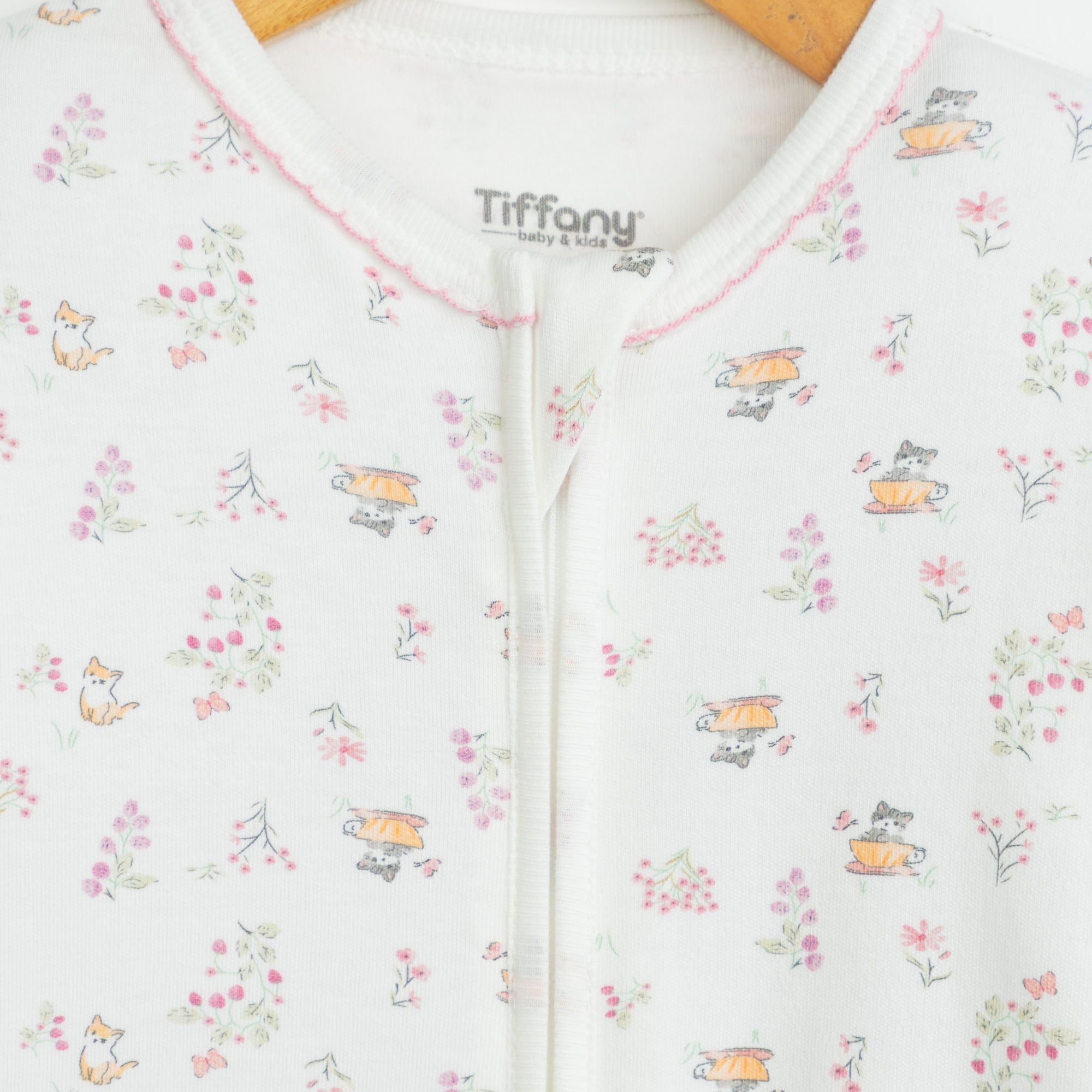 Printed White Zipper Romper
