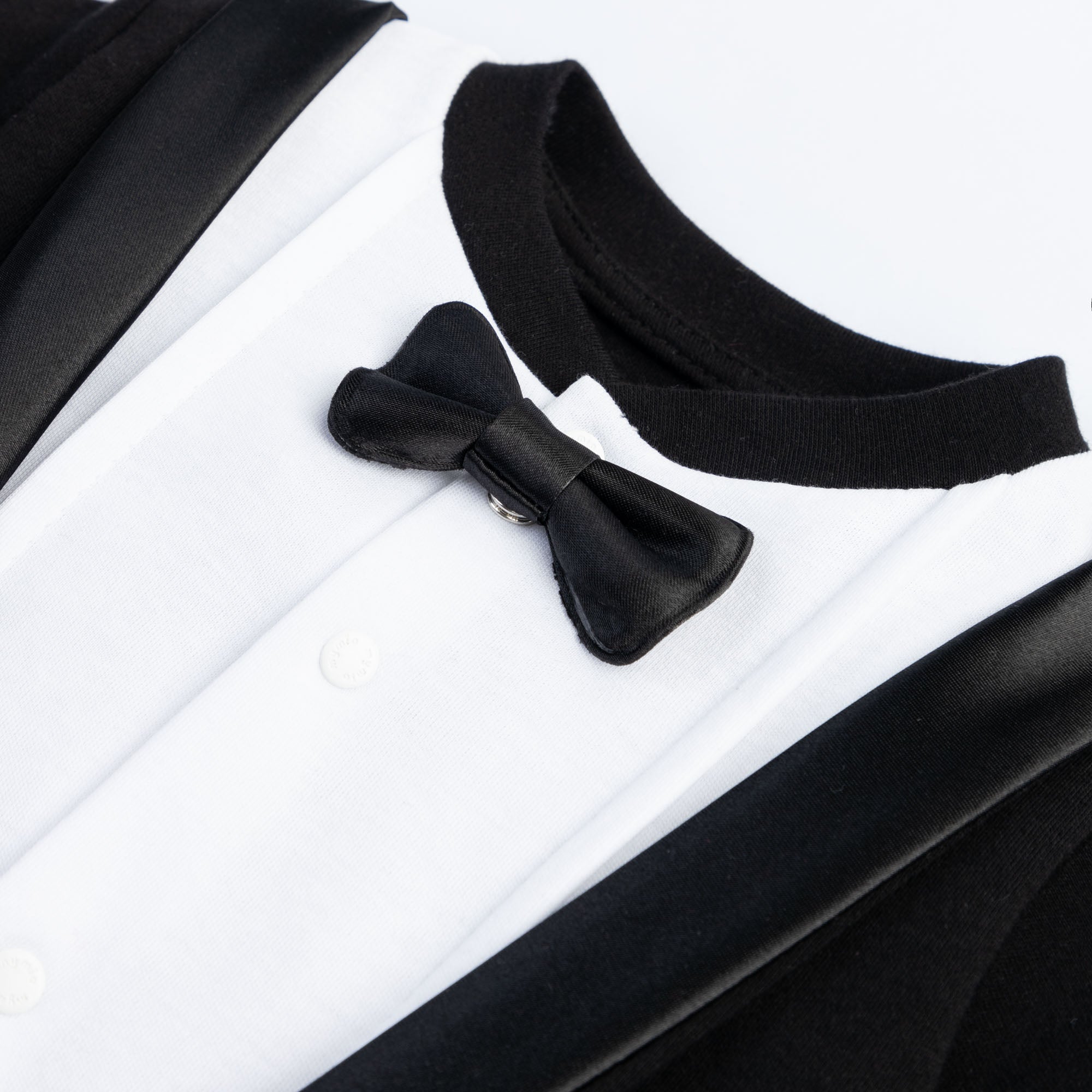 Black baby tuxedo romper