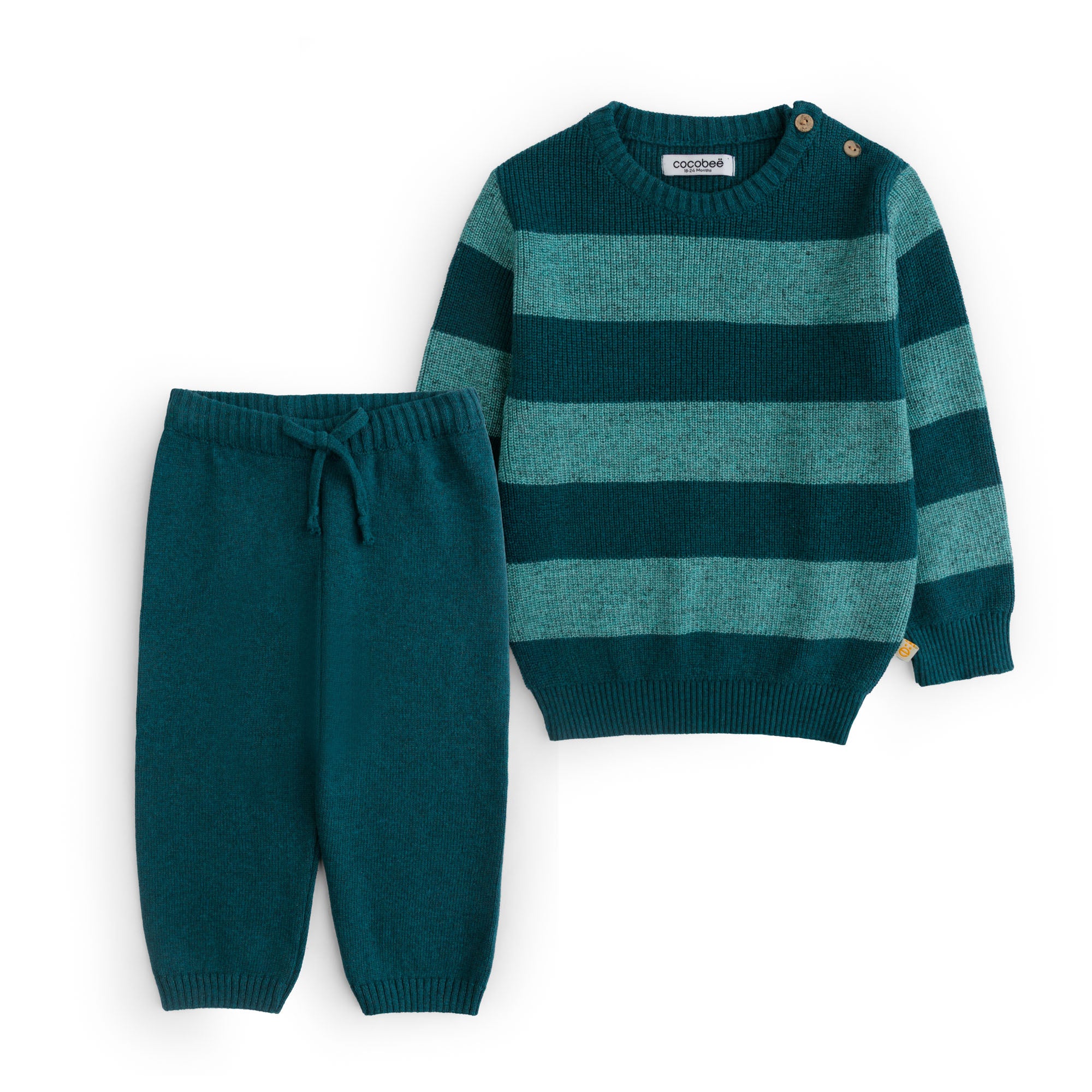 Teal Green Striped Knit Two-Pack