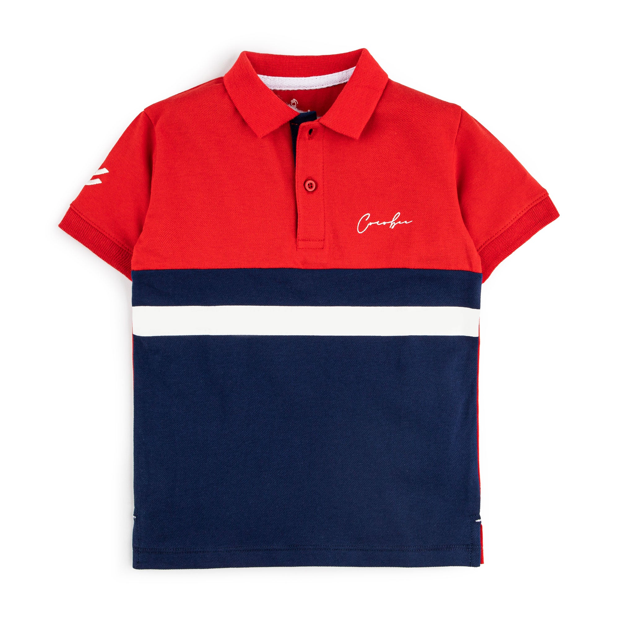 Red and Blue Color Block Polo