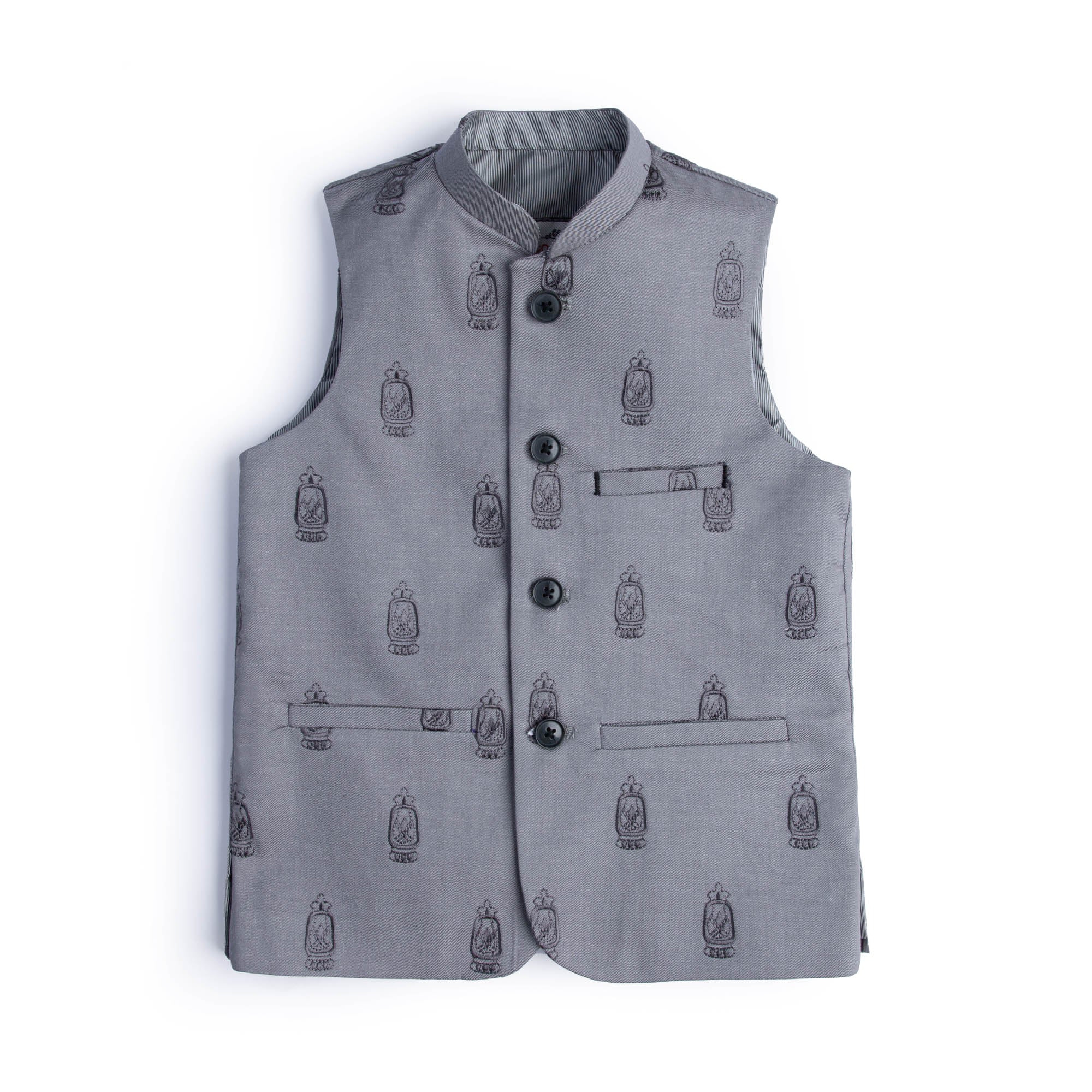 Ash Grey Embroidered Waistcoat