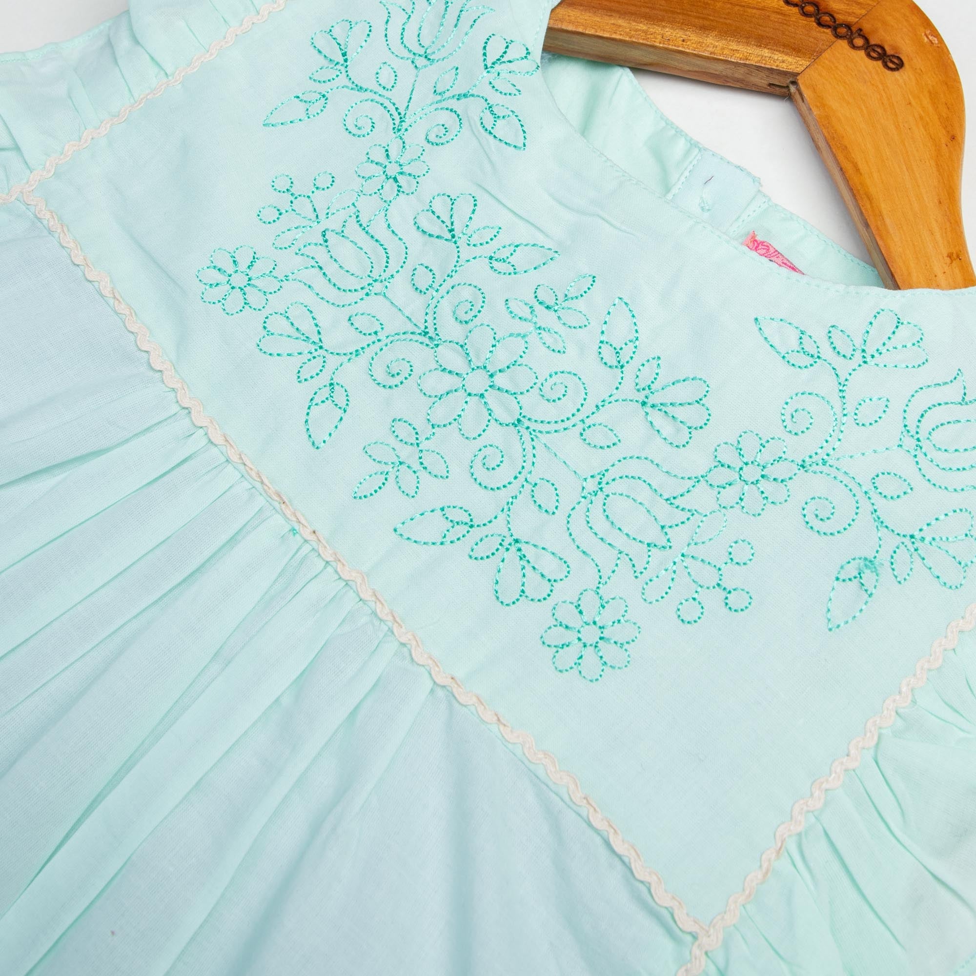 Mint Blue Embroidered Top
