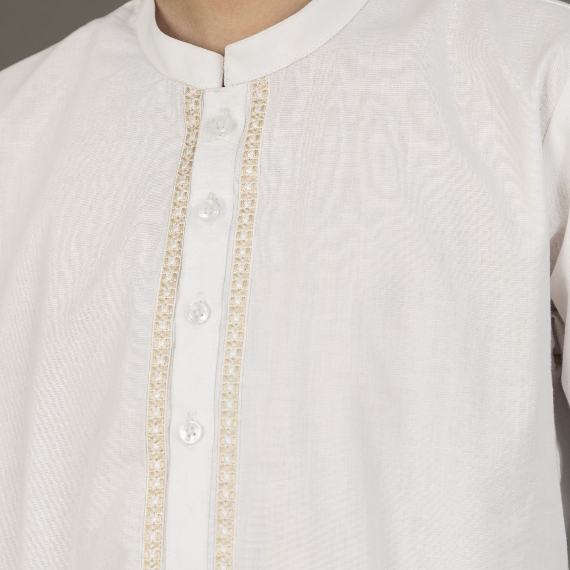 Milky White Embroidered Suit