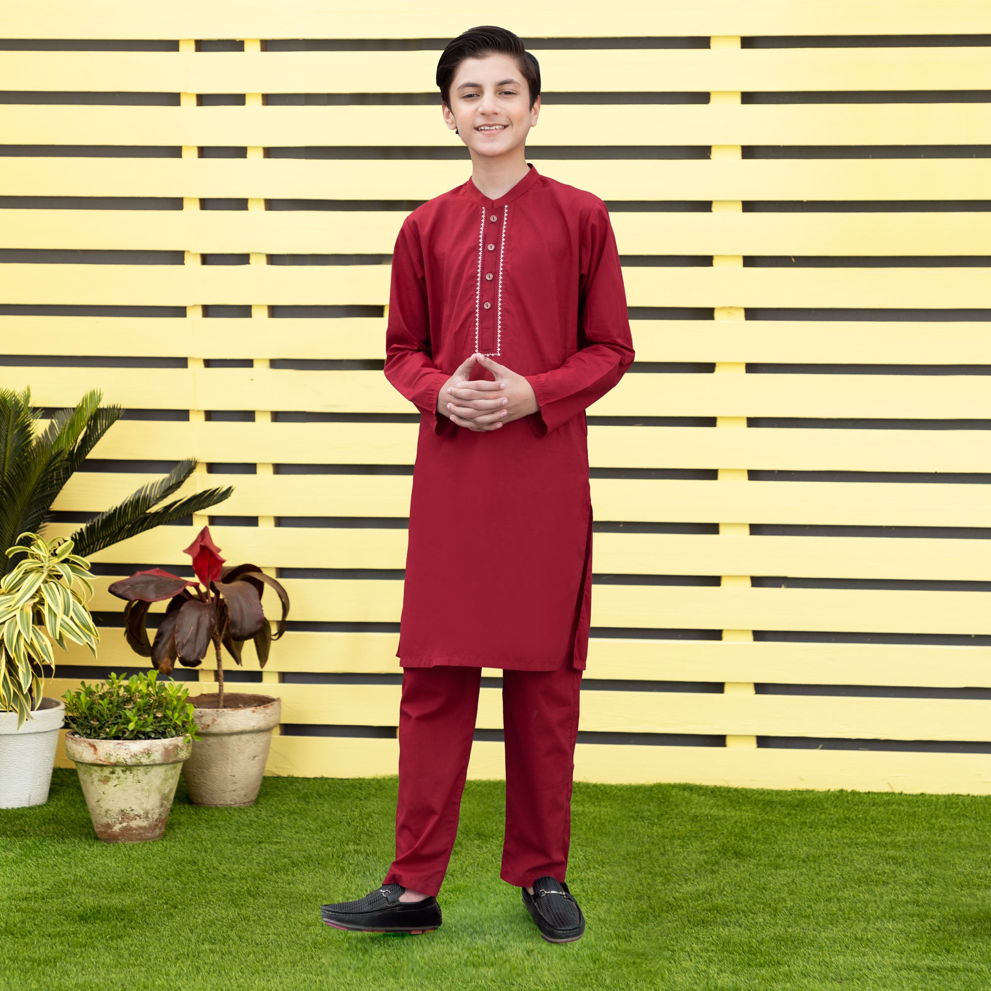 Vivid Red Embroidered Suit