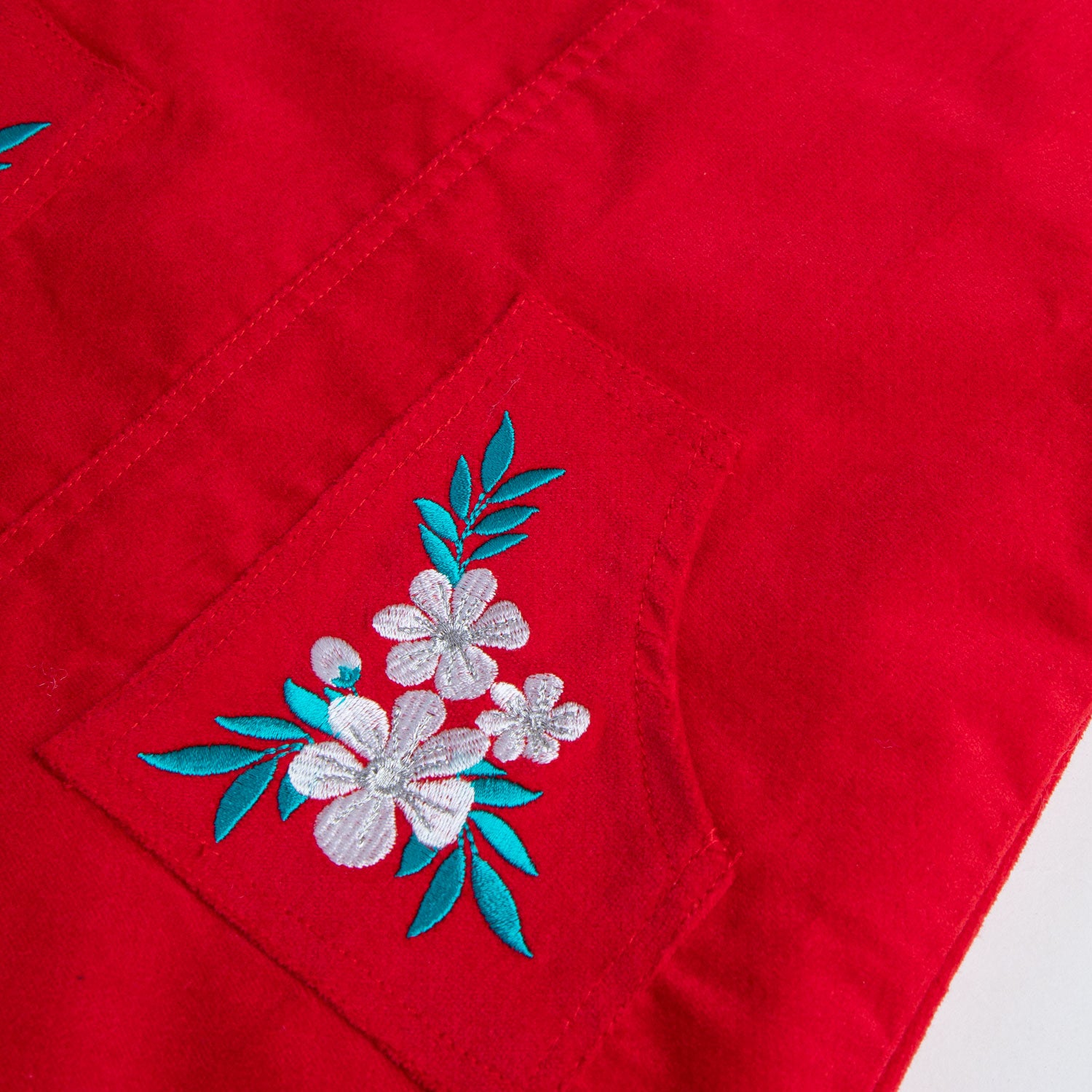 Red Flamed Embroidered Top
