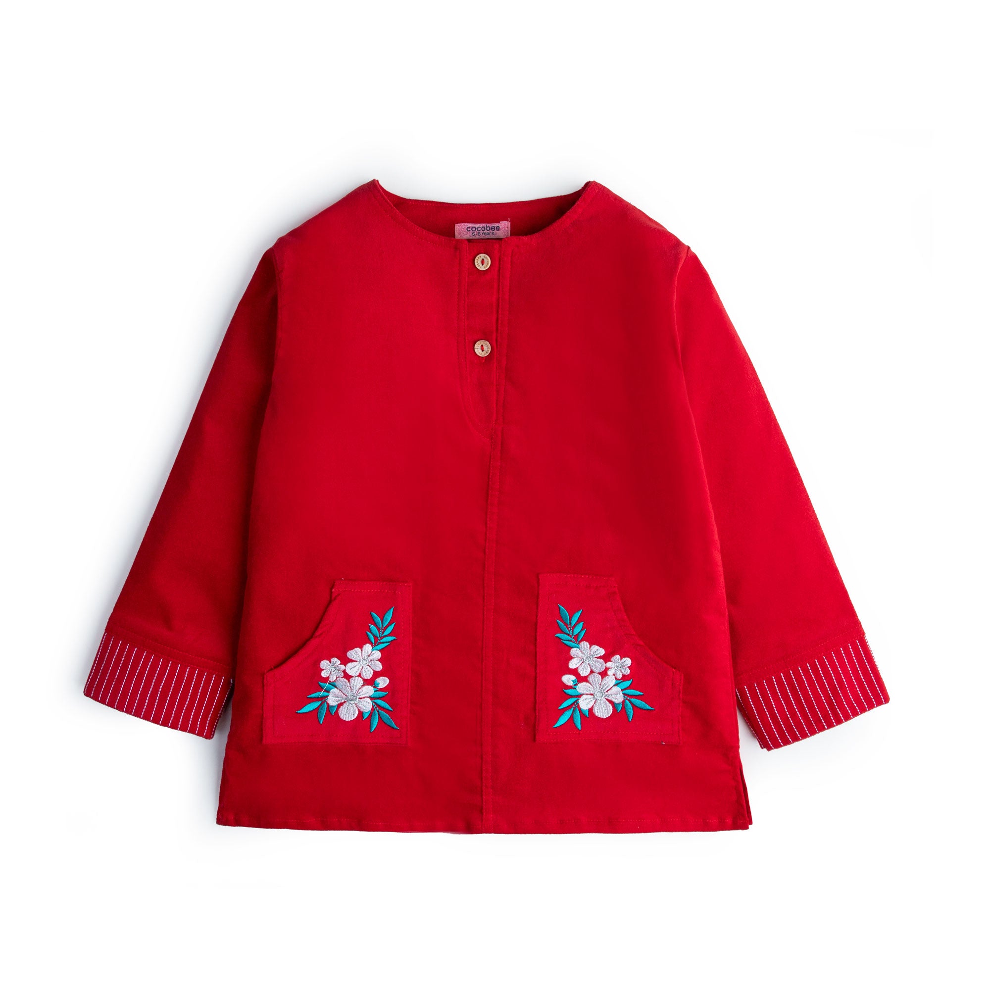Red Flamed Embroidered Top