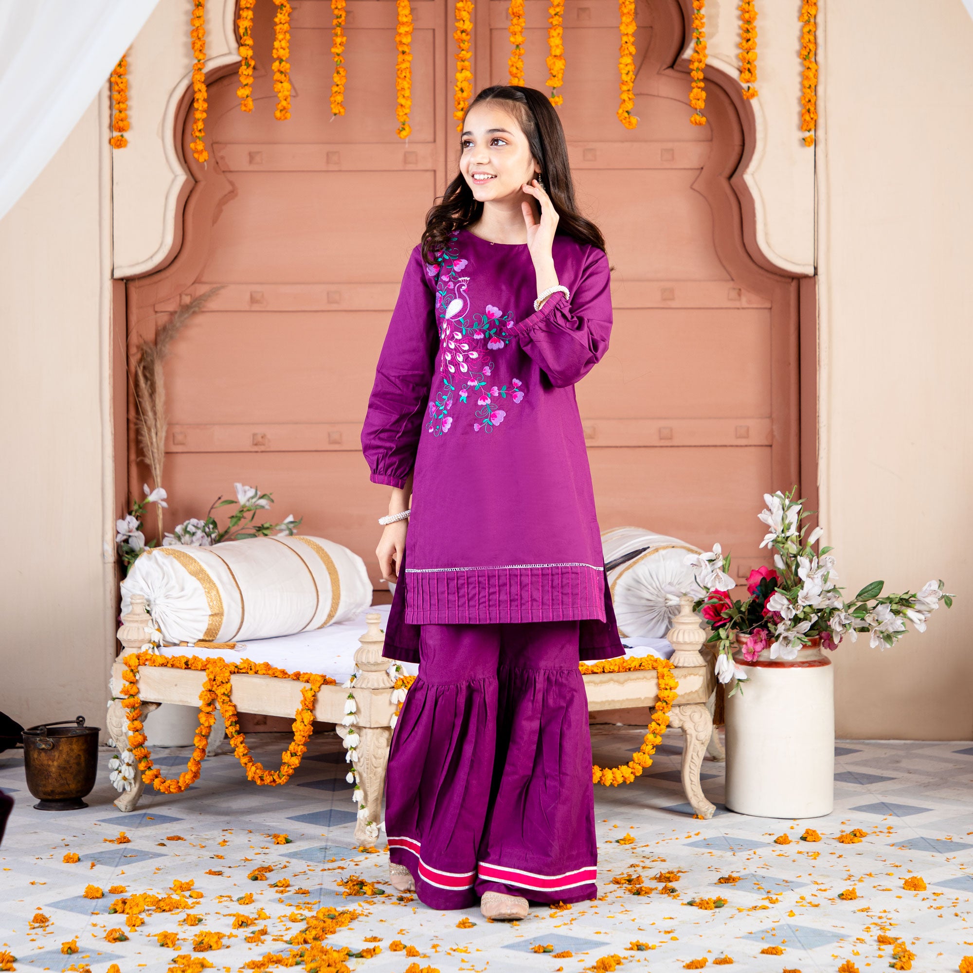 Purple Dale Embroidered Two-Piece