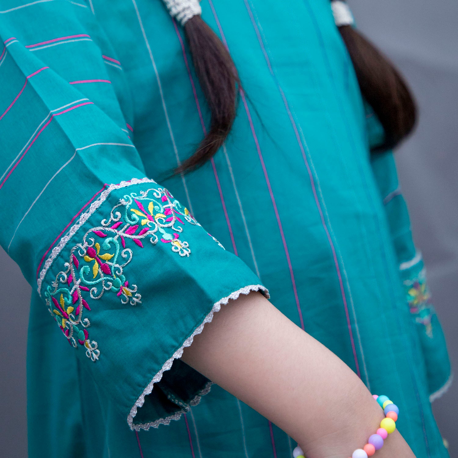 Teal Glam Embroidered Suit