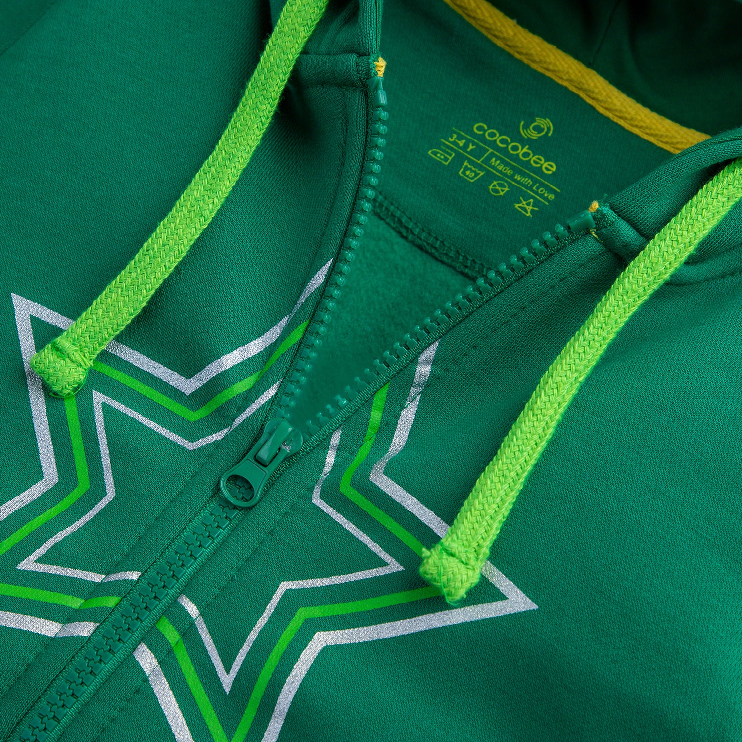Green Star Printed Hoodie