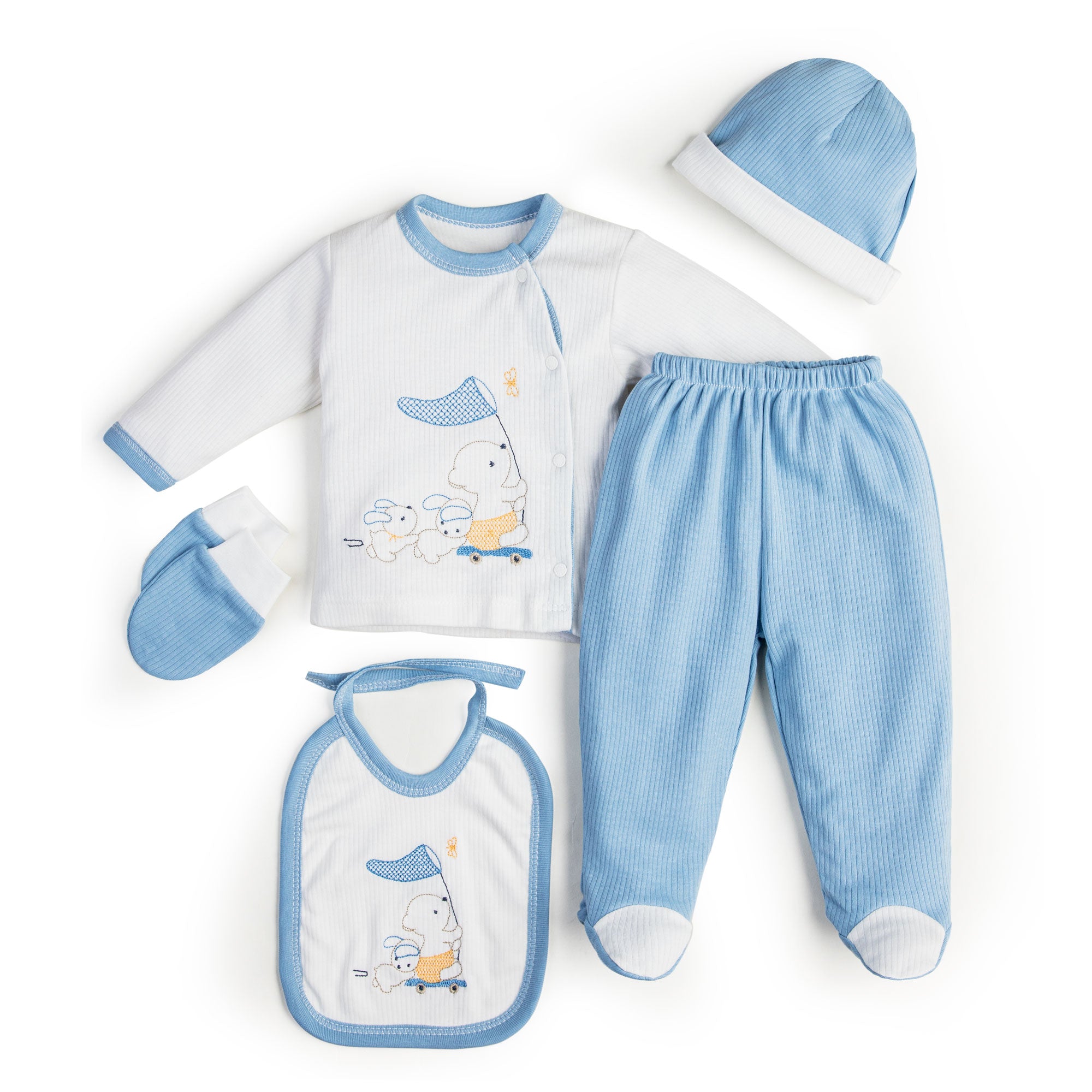 Baby 5-piece tee and footed pajama set