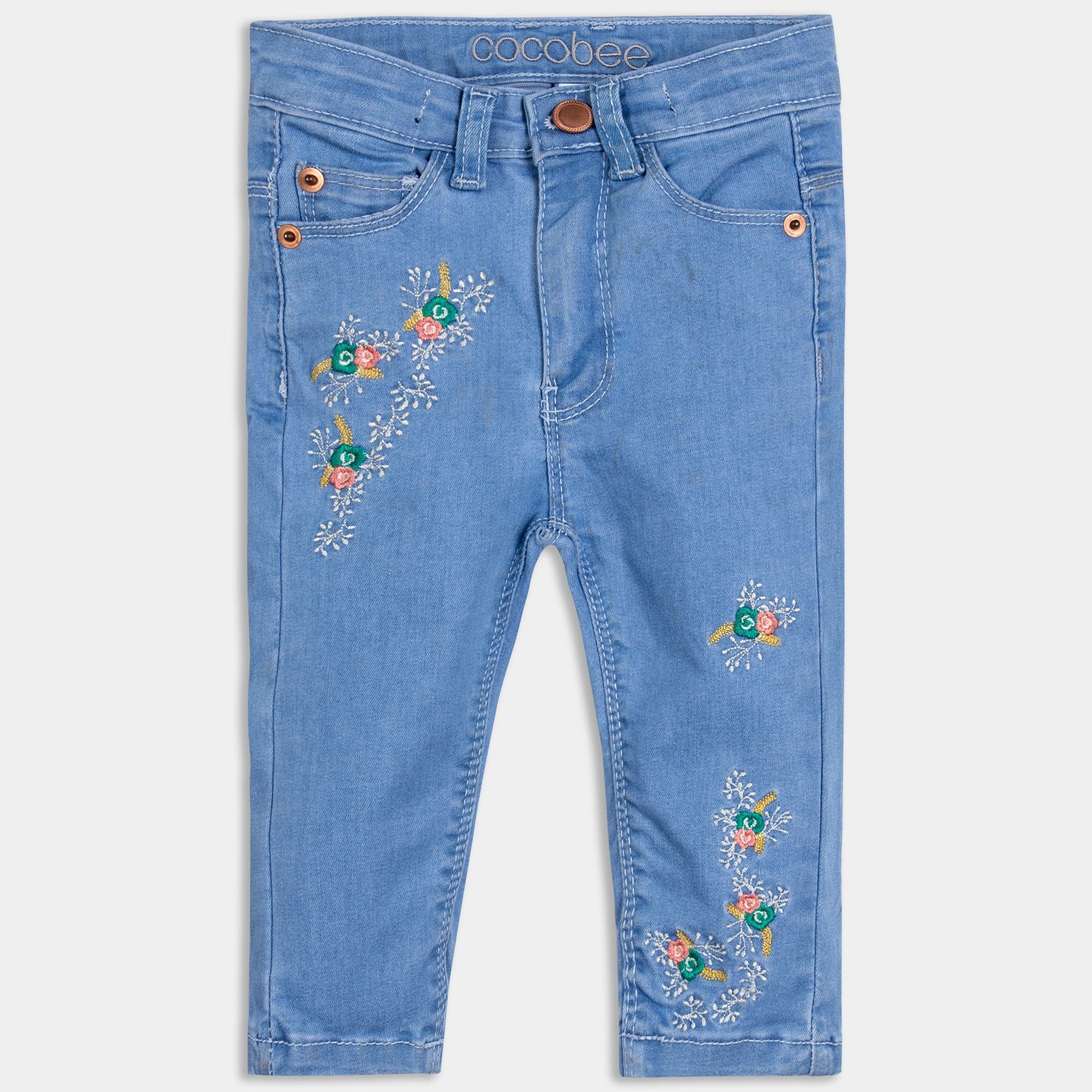 Blue Embroidered Pants
